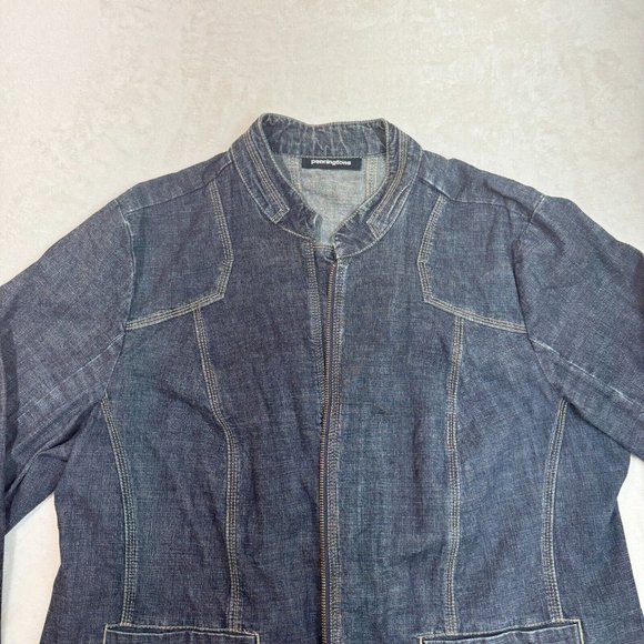 PENNINGTONS Women's 16 Jean Jacket Denim Blue Casual Zip-Up Classic Outerwear - Picture 2 of 16